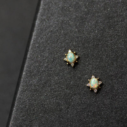 Opal Star Stud Earrings