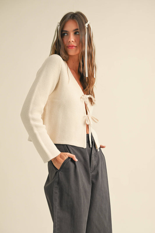 Ivory Tie Front Cardigan