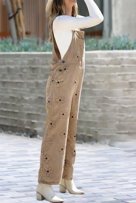 Flower Corduroy Overalls