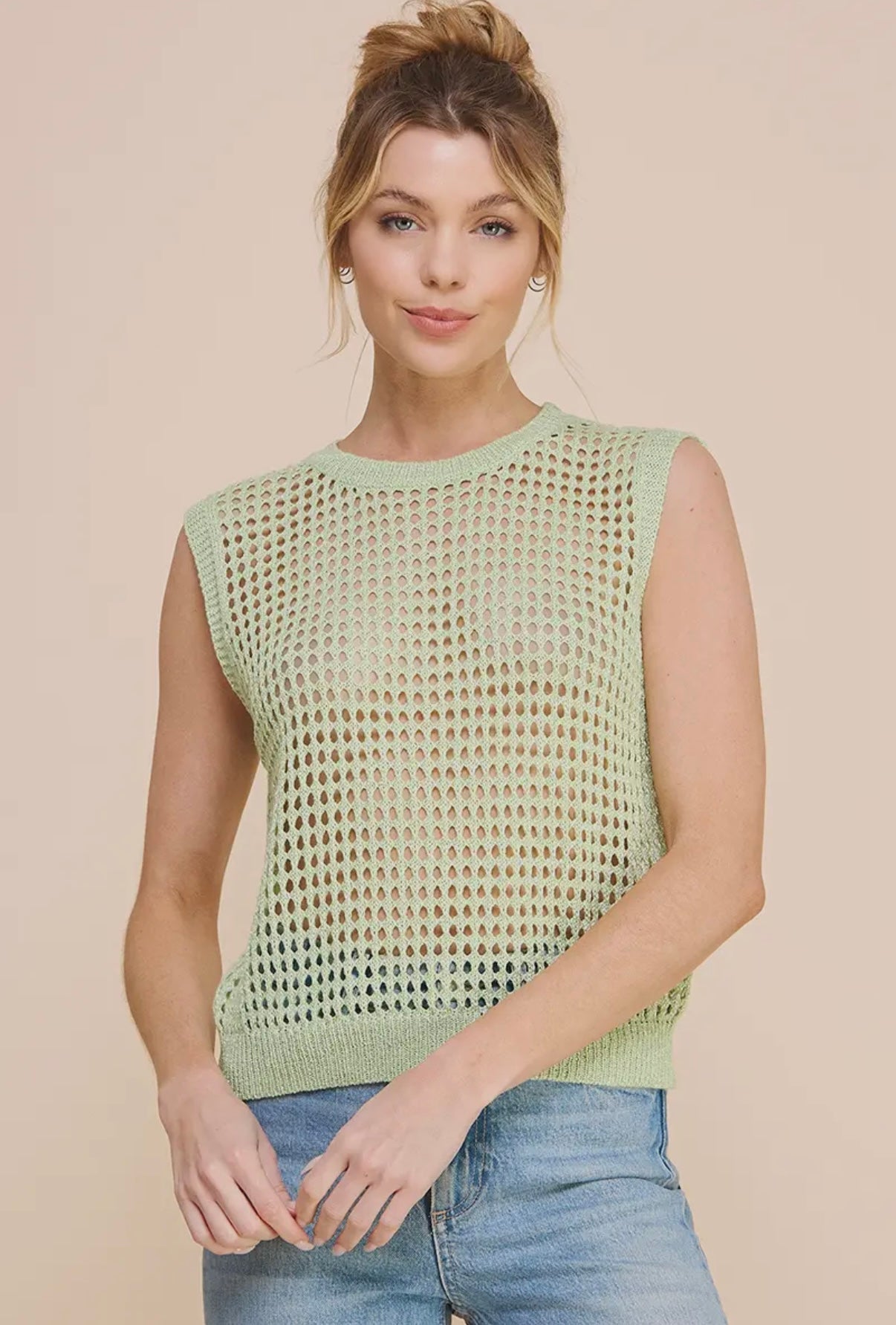 Foil Net Crochet Tank