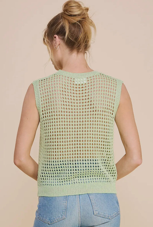 Foil Net Crochet Tank