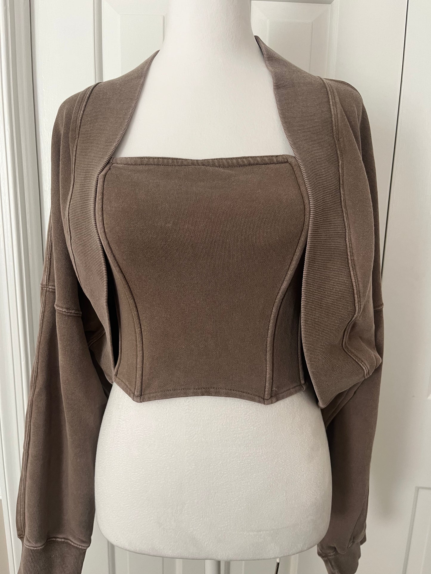 Brown Cropped Cardigan