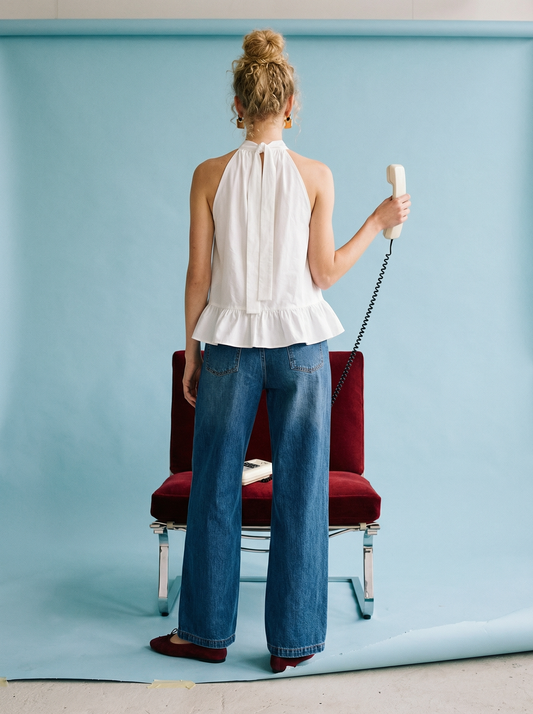 Halter Ruffle High-Neck Top