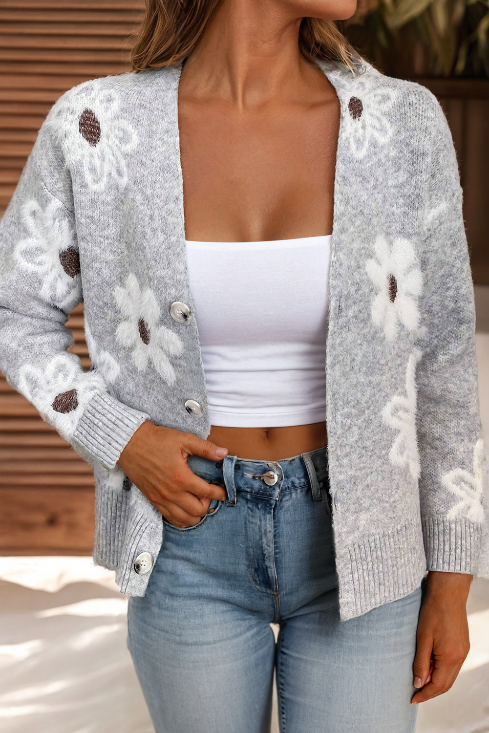 Knit Flower Cardigan