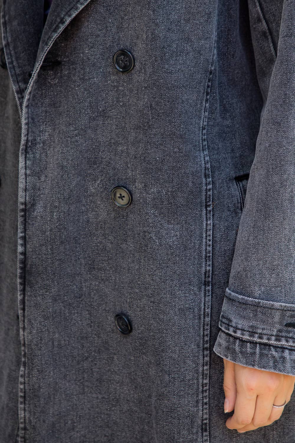 Washed Denim Trench Coat