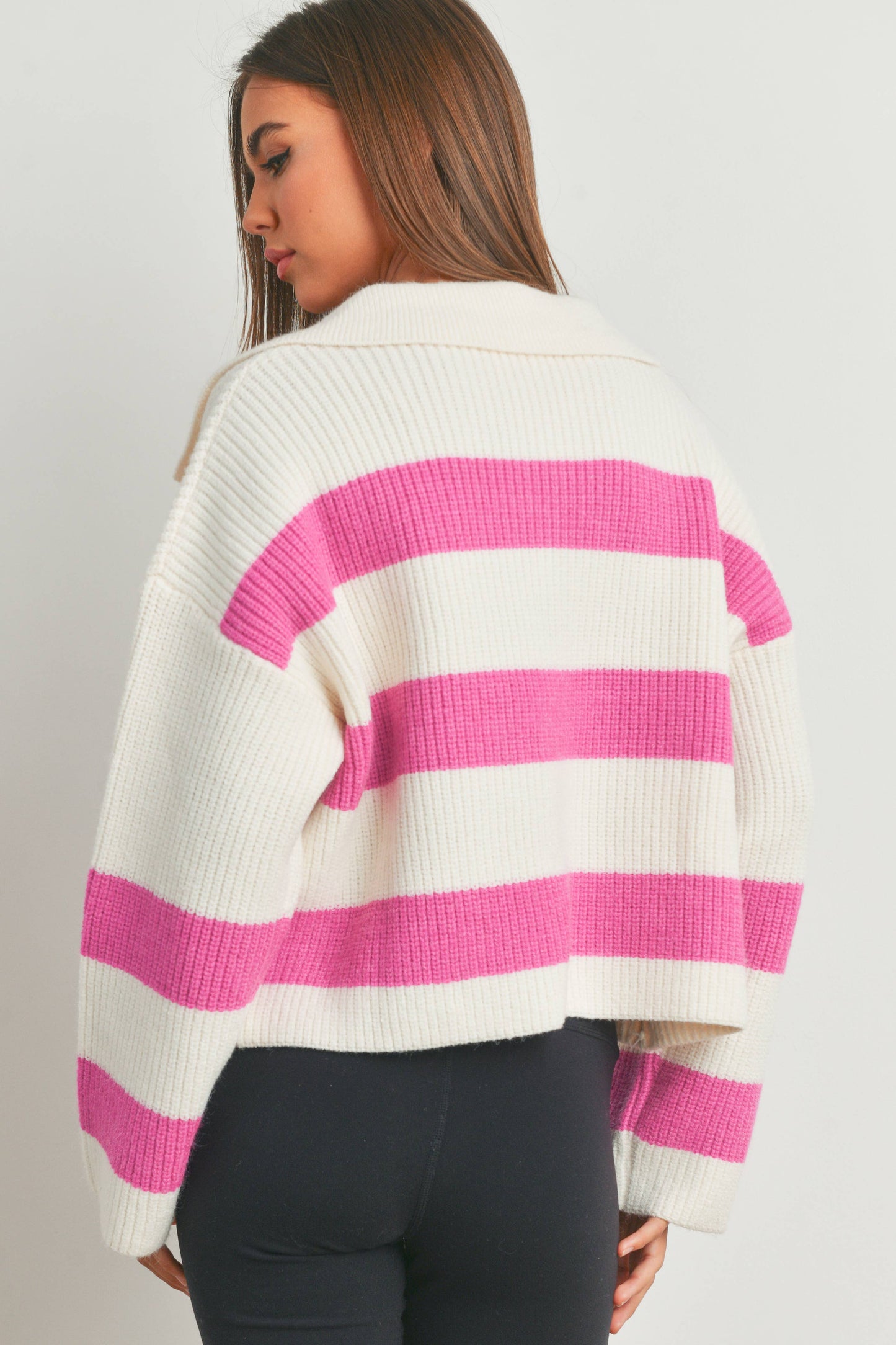 Drop Shoulder Stripped Sweater