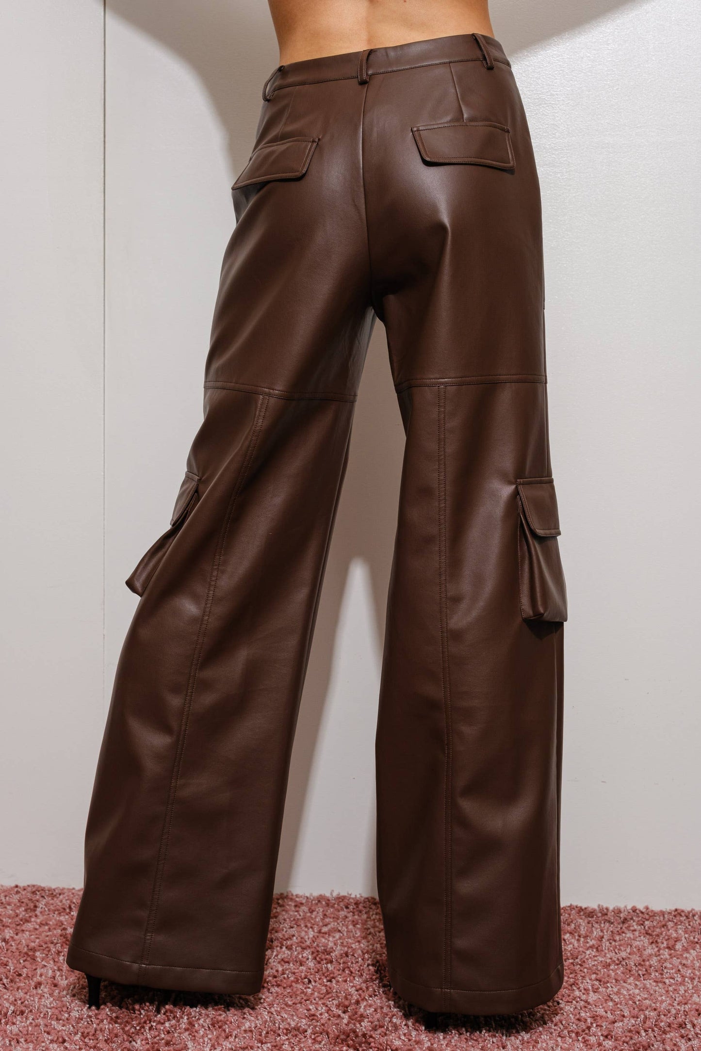 Vegan Leather Cargo Pants