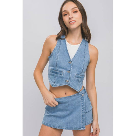 Denim Buttoned Vest