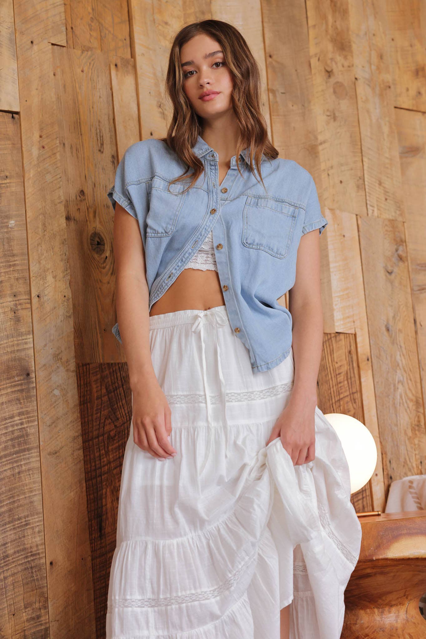 Falling For You Denim Button Down