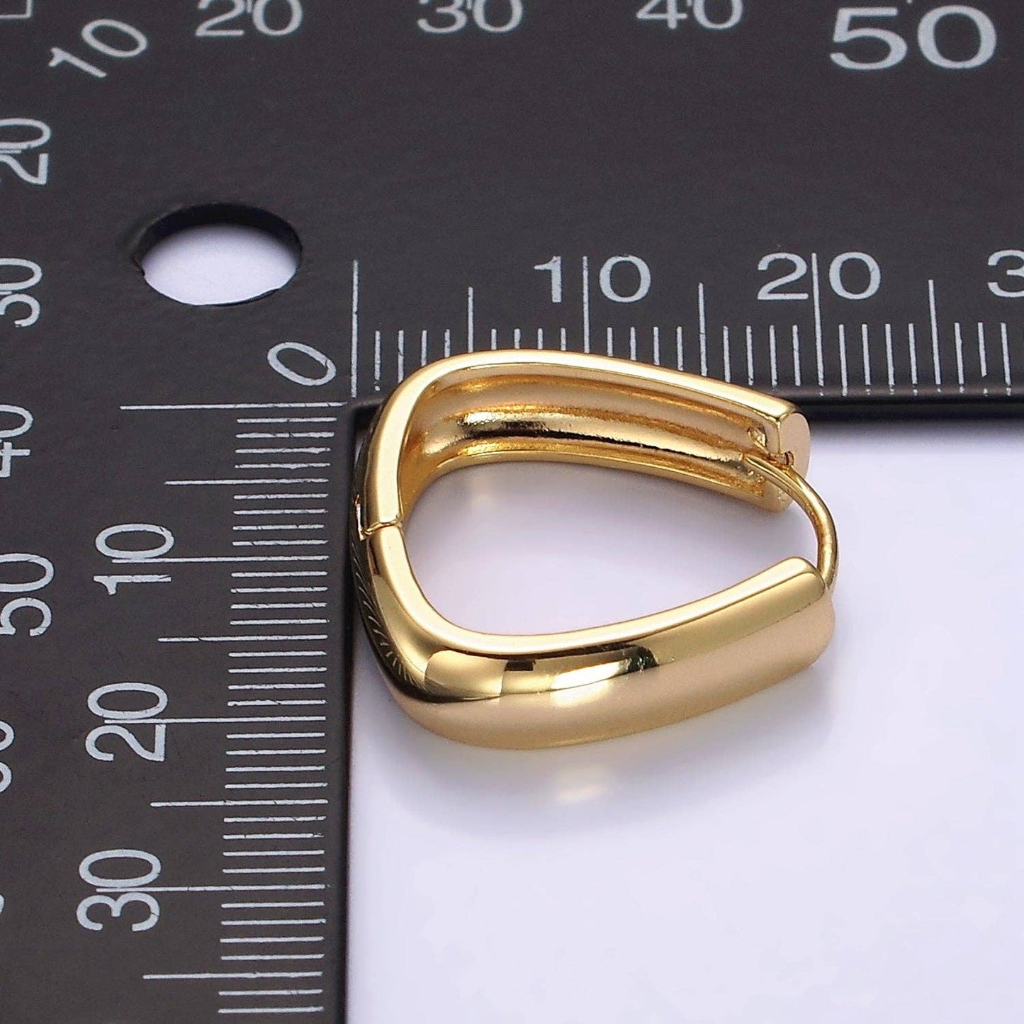 Minimalist Band Triangle Huggie Earring