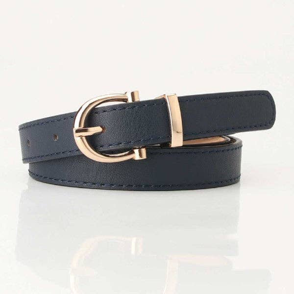 Navy Vegan Leather Belt