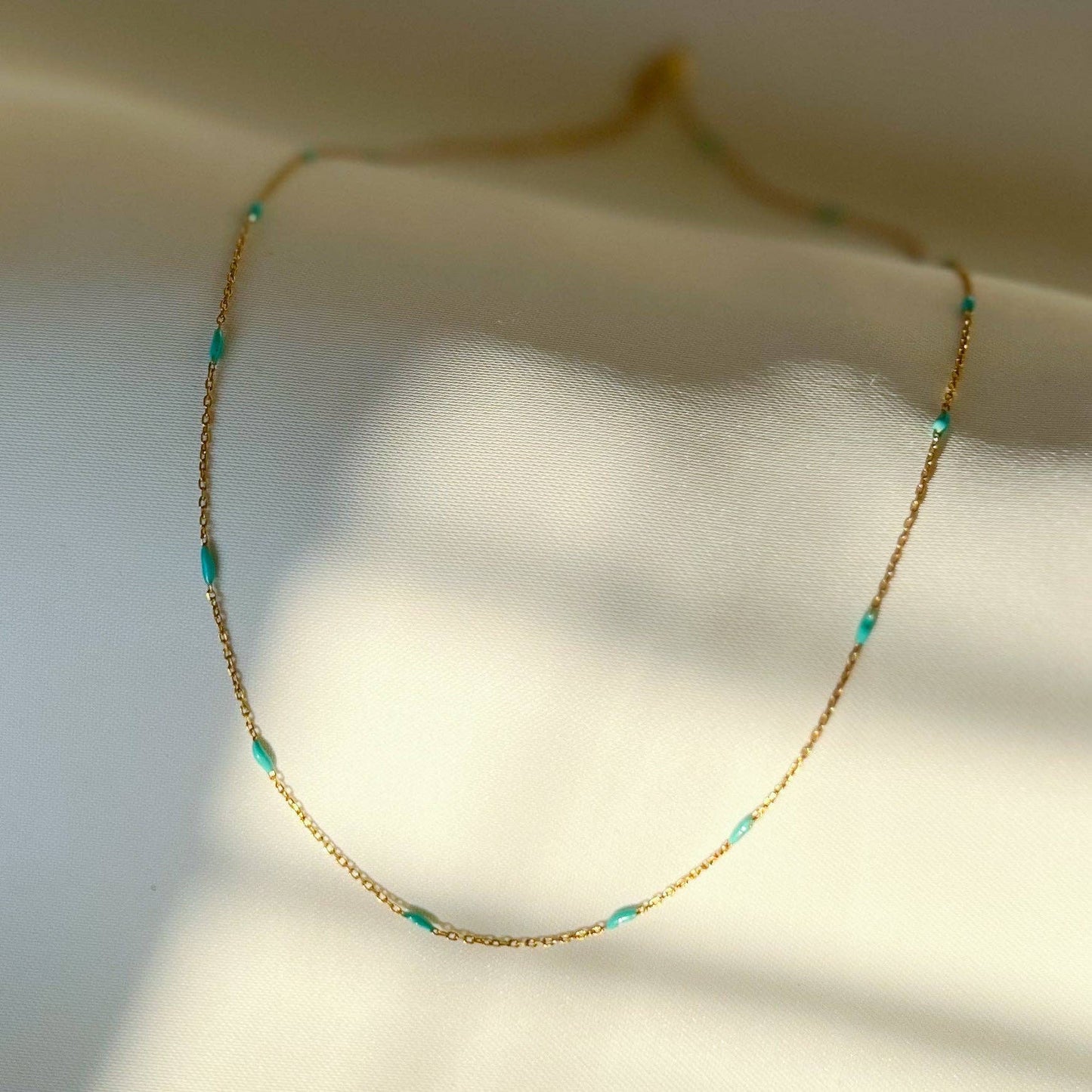 Light Blue Gold Plated Silver Necklace