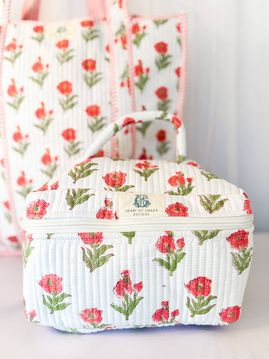 Magnolia Rose’ Quilted Cosmetic Bags