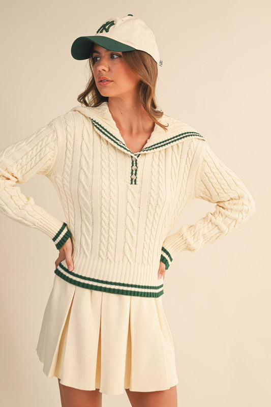 Cable Knit Collared Sweater
