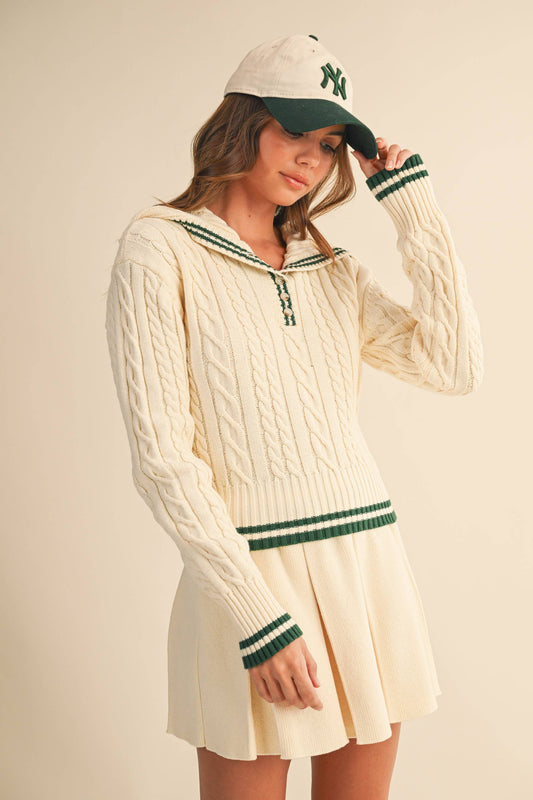 Cable Knit Collared Sweater