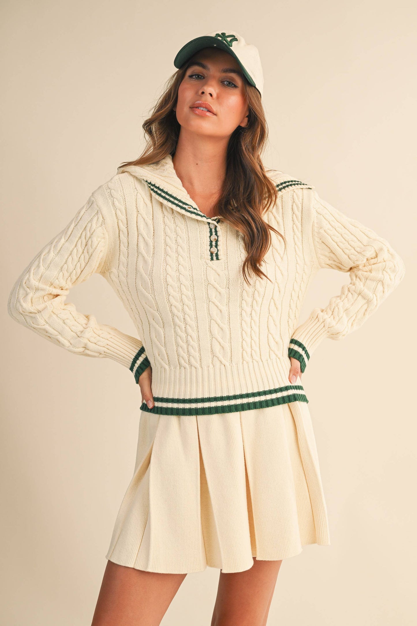 Cable Knit Collared Sweater