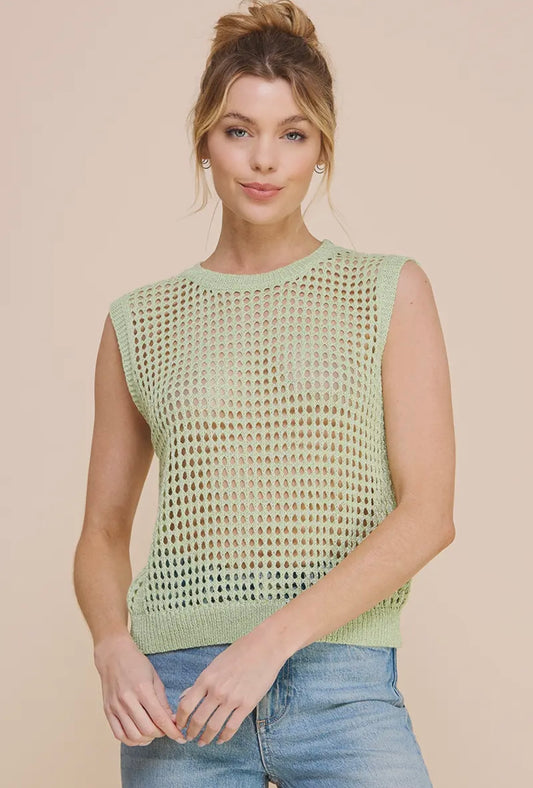 Foil Net Crochet Tank