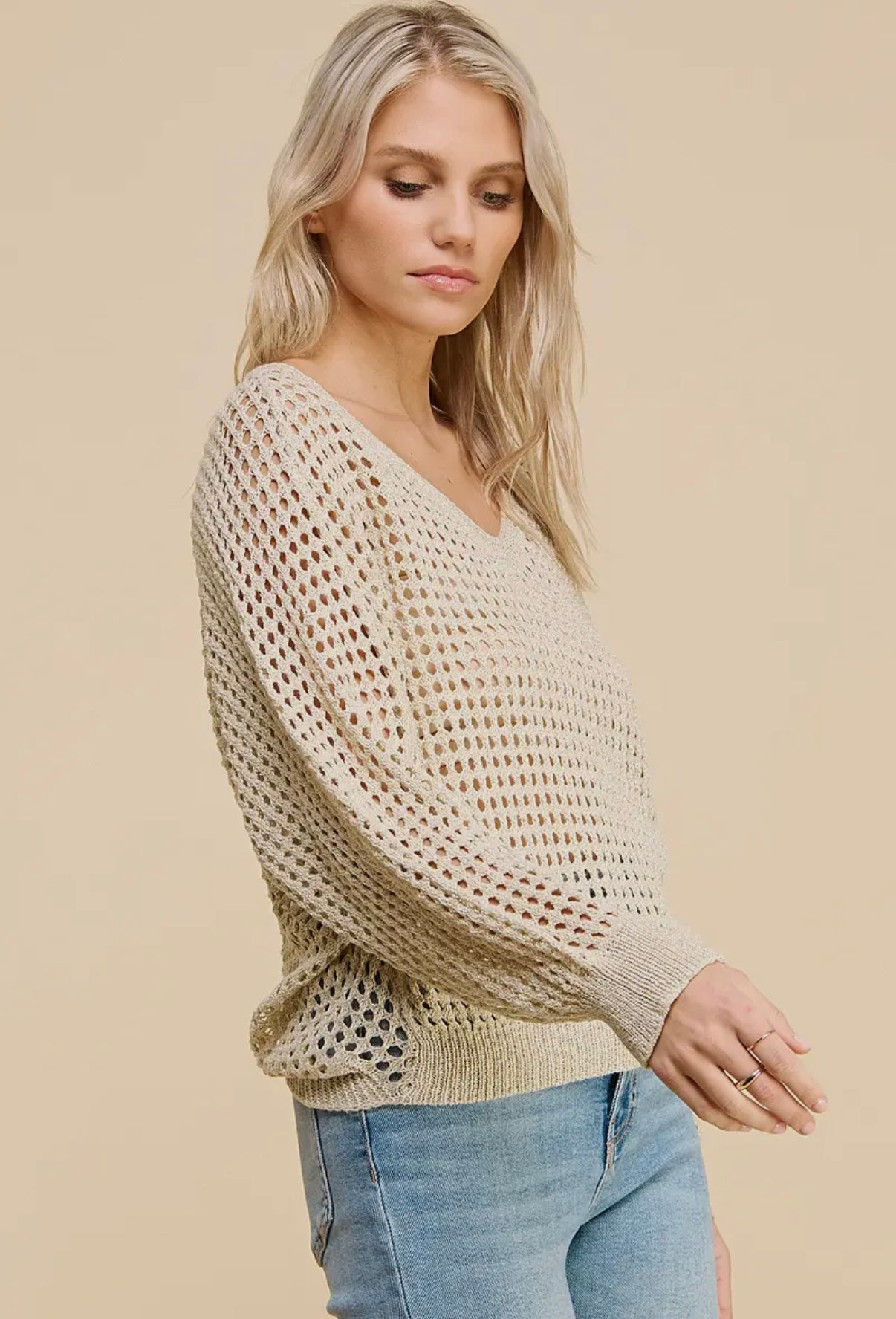 Weave Foil Net Sweater
