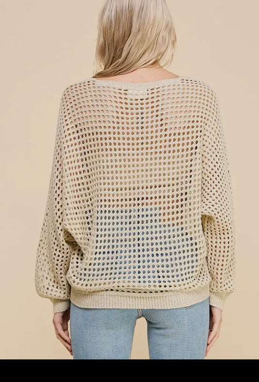 Weave Foil Net Sweater