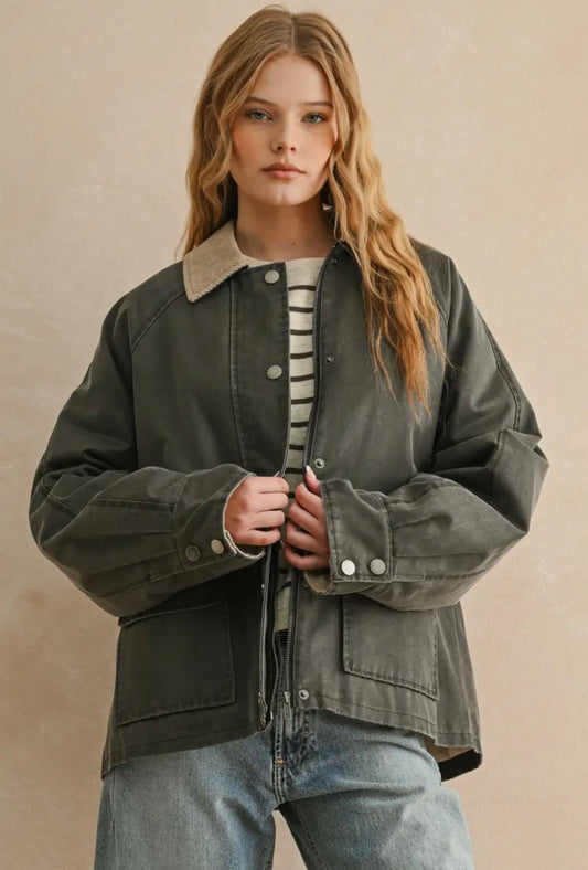 Corduroy Collar Utility Jacket