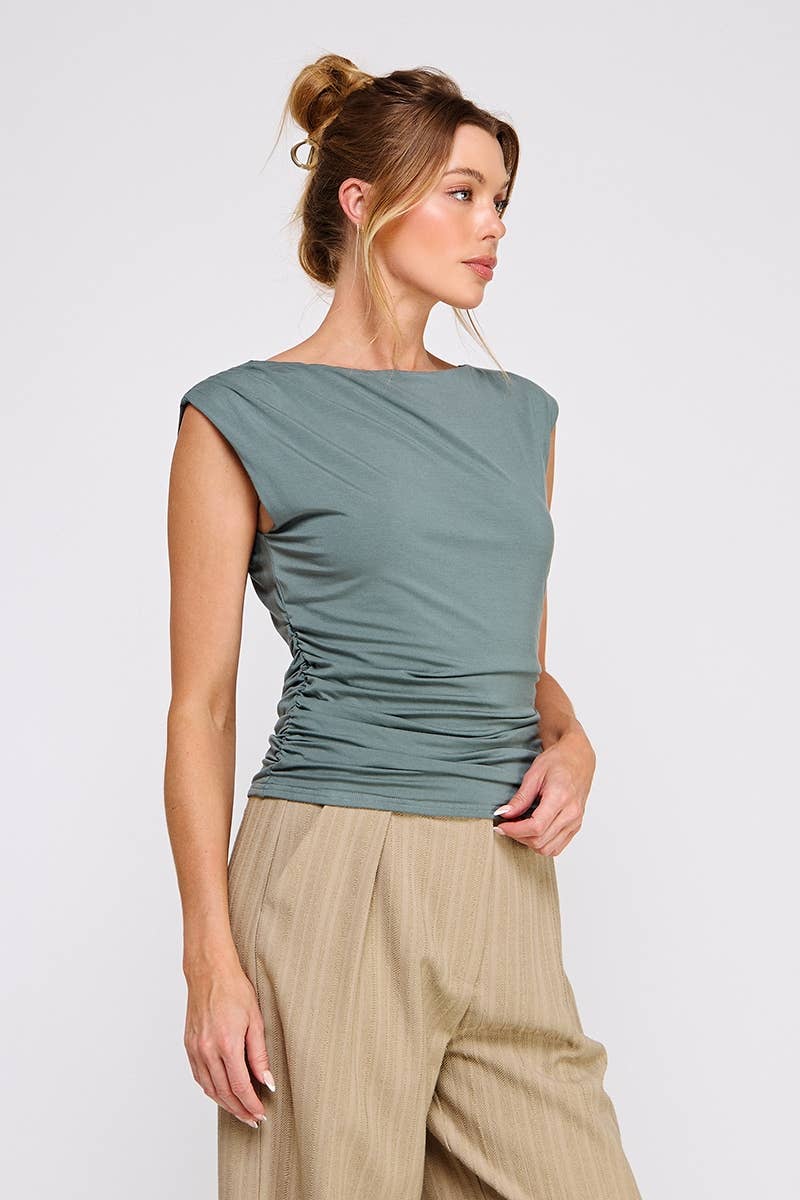 Sleeveless Scrunch Top (Hunter Green)