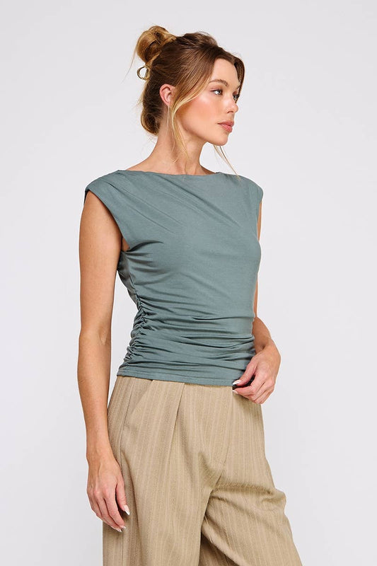 Sleeveless Scrunch Top (Hunter Green)