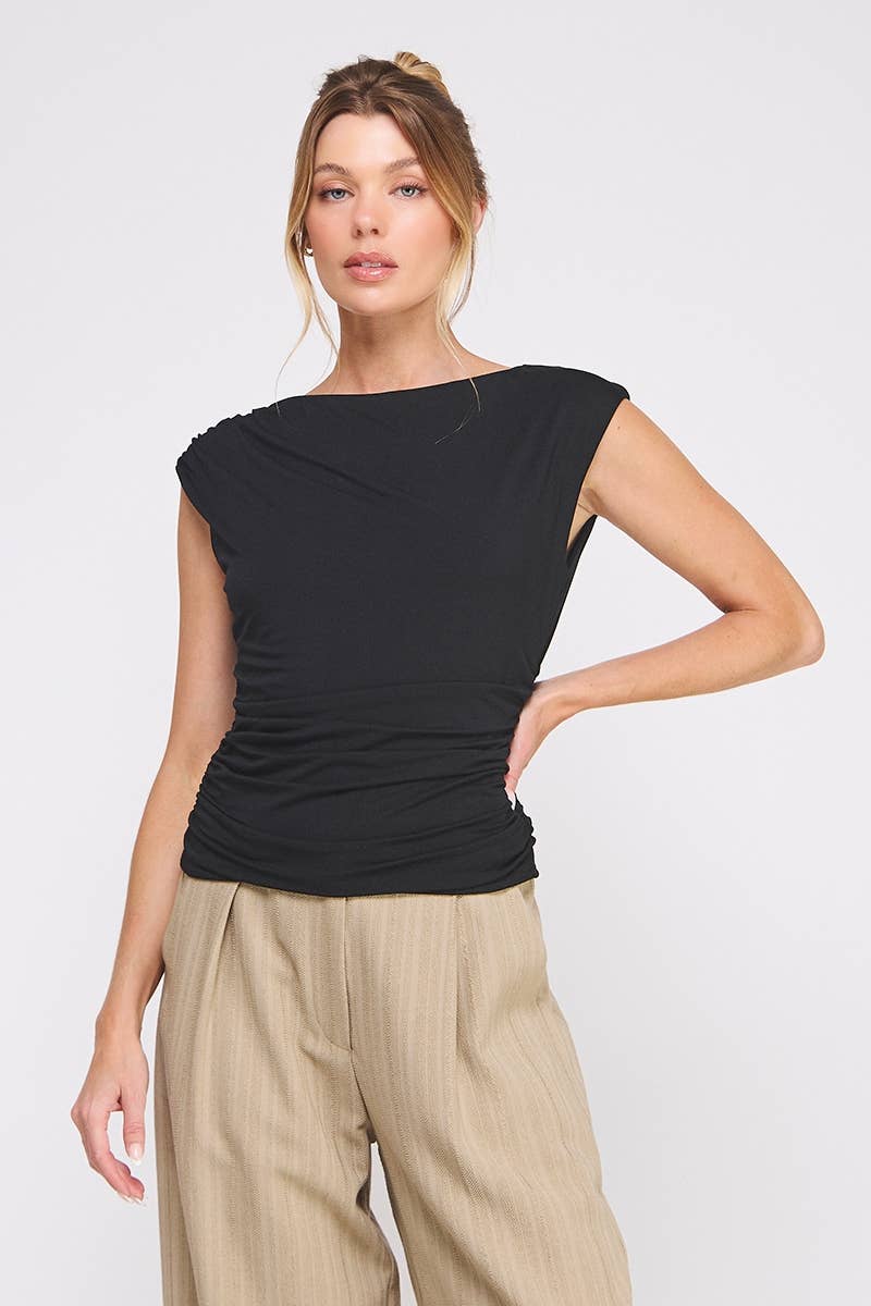 Sleeveless Scrunch Top Black