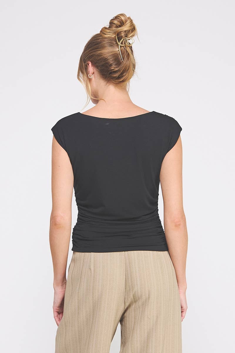 Sleeveless Scrunch Top (Black)
