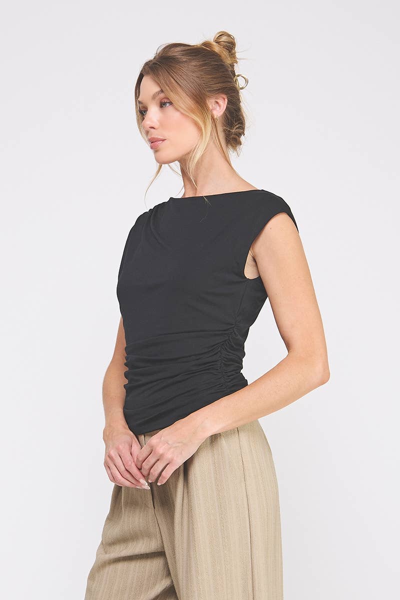 Sleeveless Scrunch Top (Black)
