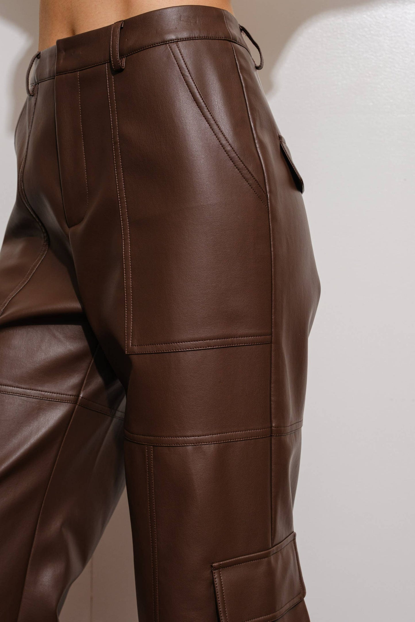 Vegan Leather Cargo Pants