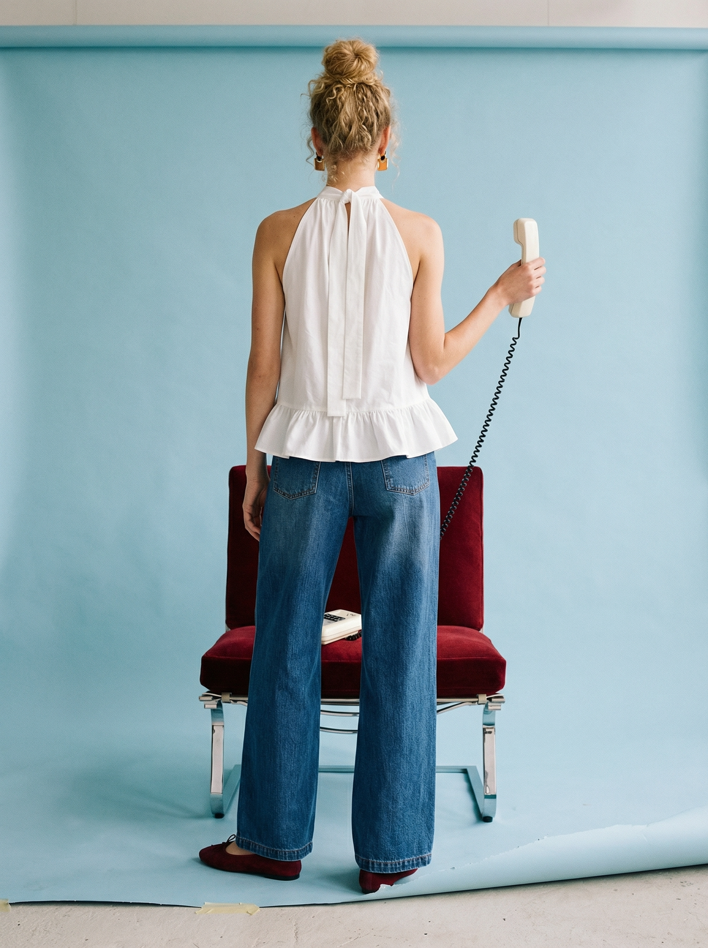 Halter Ruffle High-Neck Top