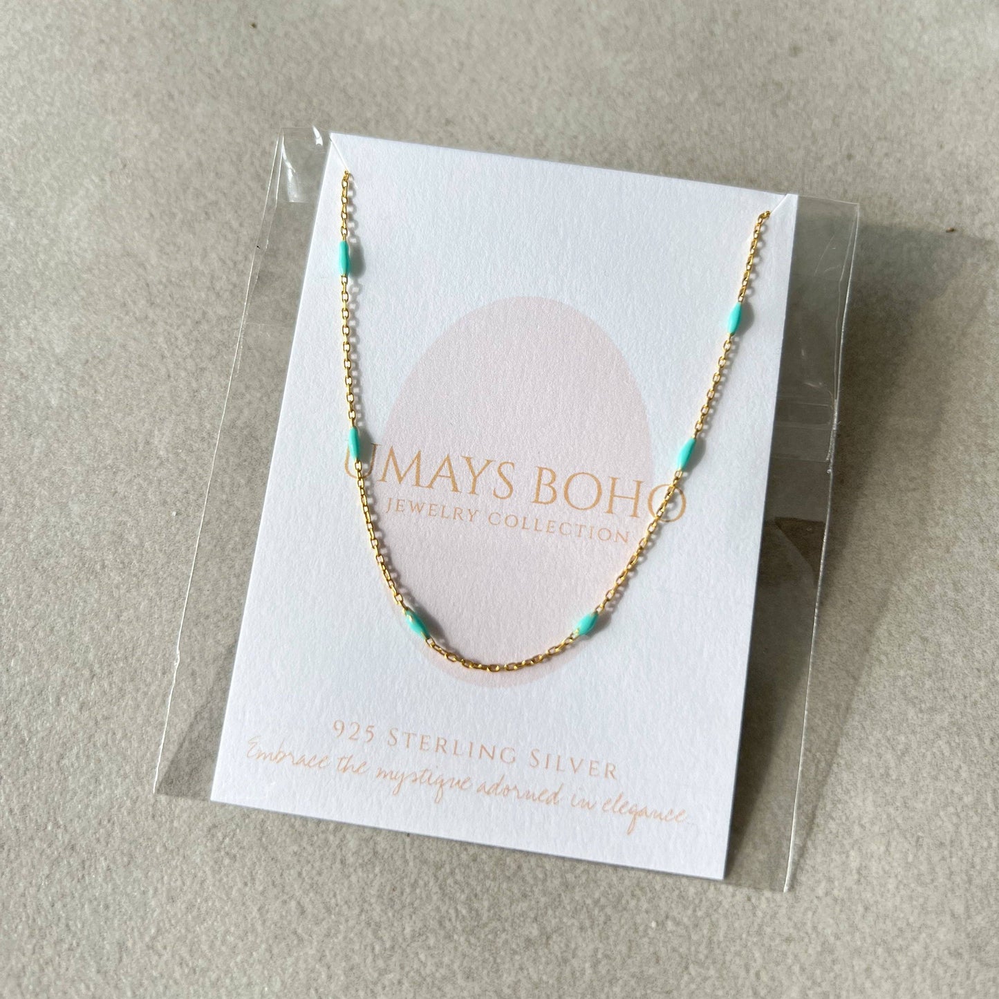 Light Blue Gold Plated Silver Necklace