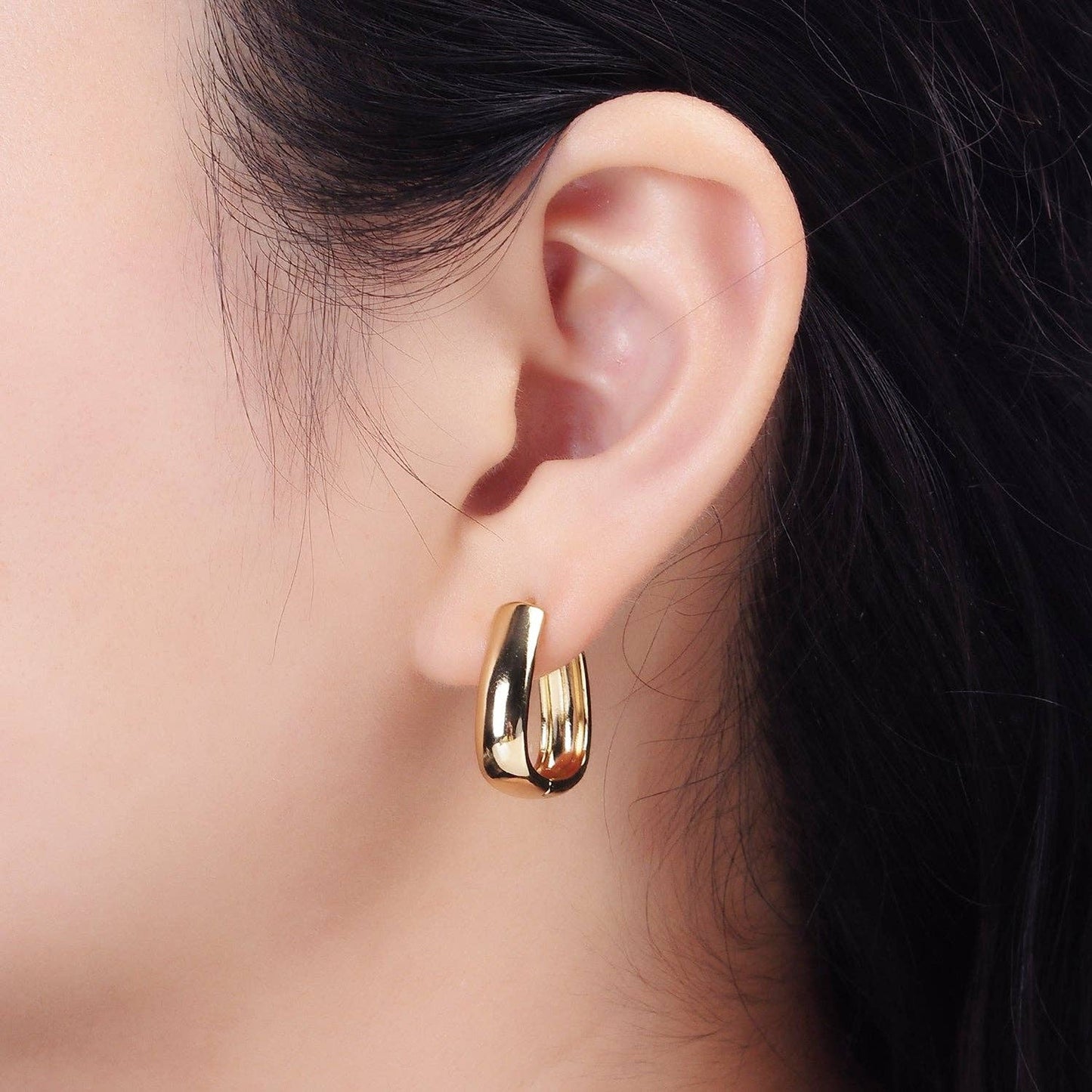 Minimalist Band Triangle Huggie Earring