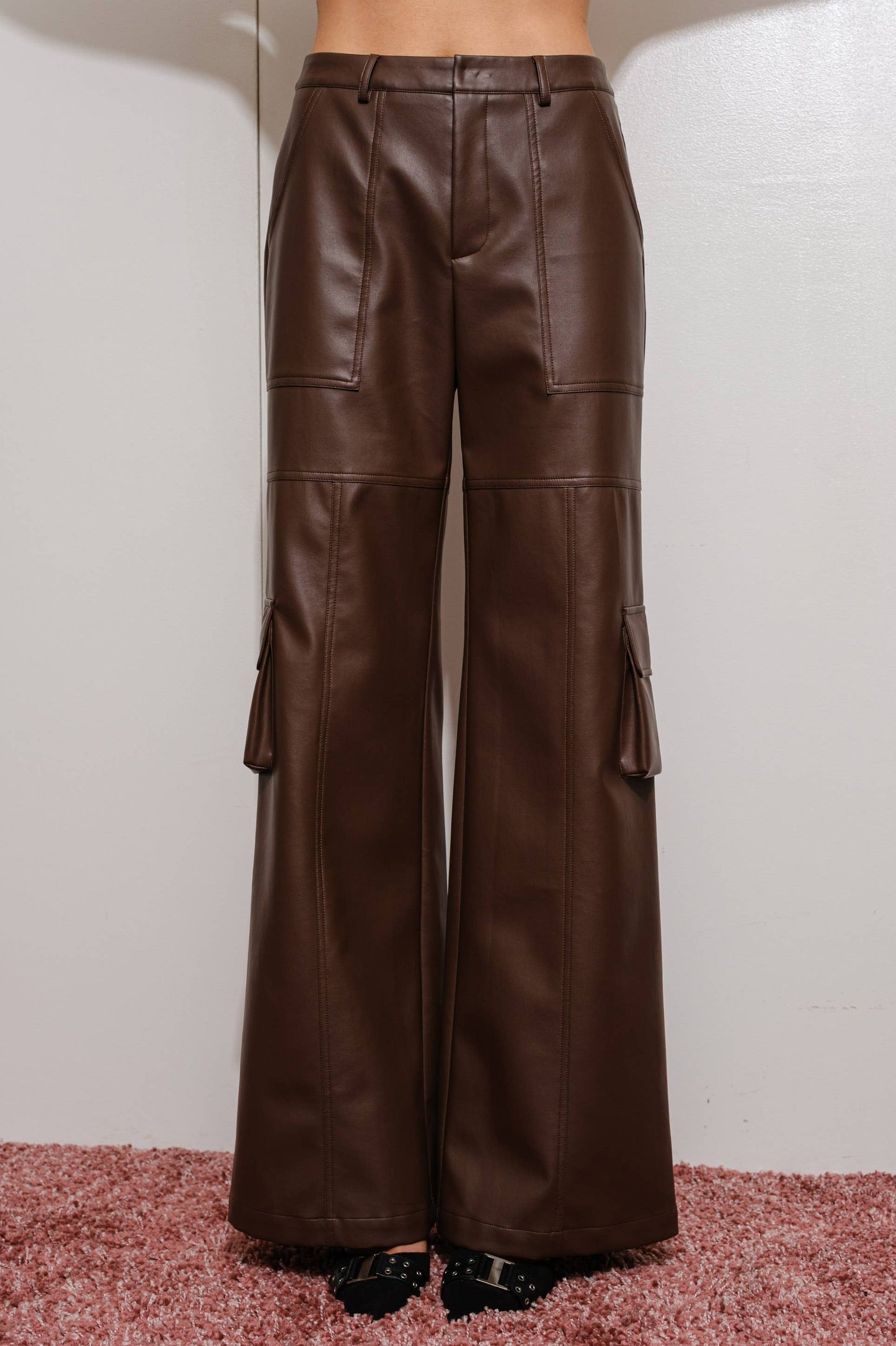 Vegan Leather Cargo Pants