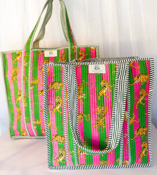 Melondrop Tiger Quilted Tote Bag