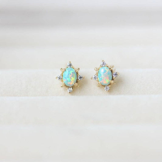 Opal Star Stud Earrings