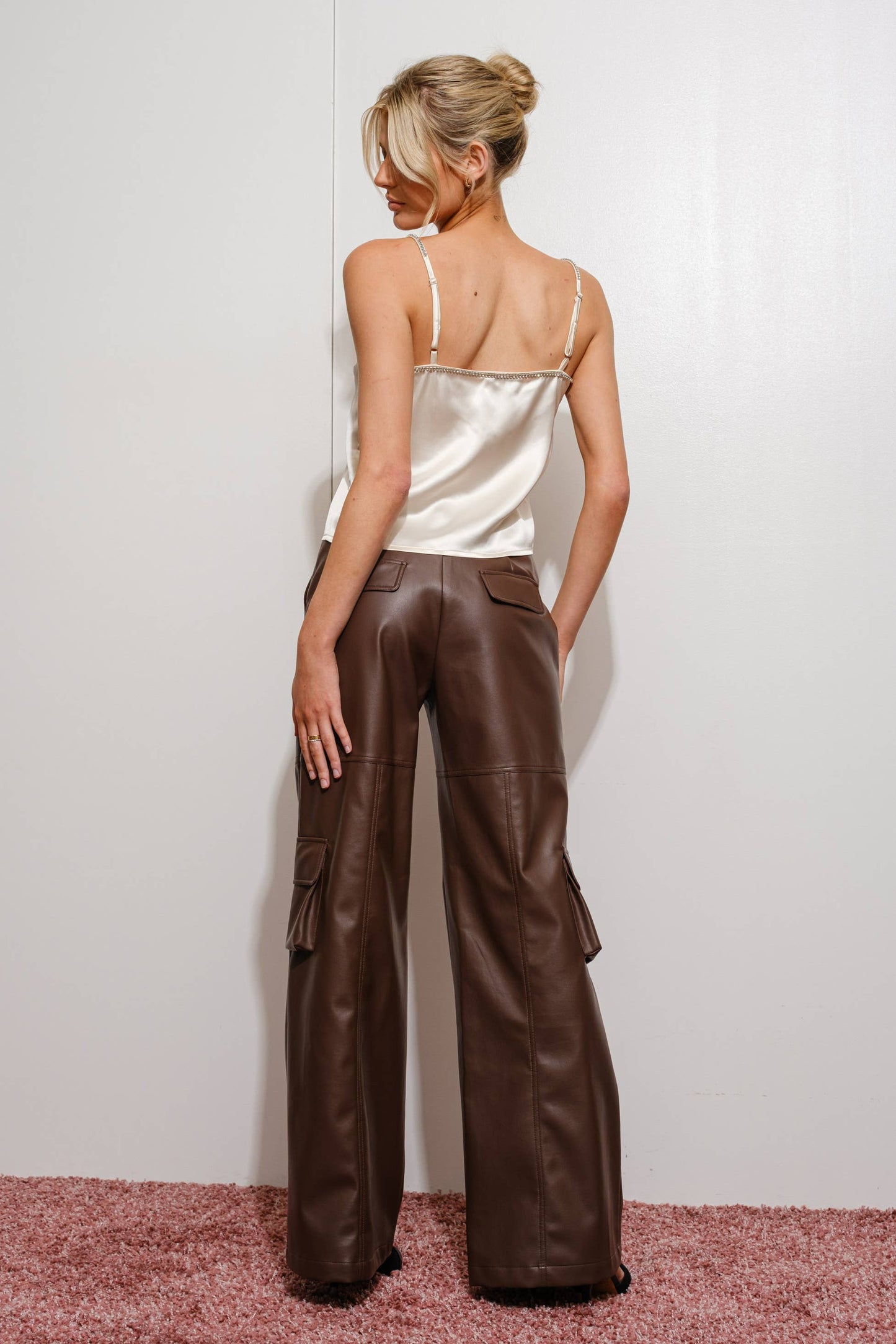 Vegan Leather Cargo Pants